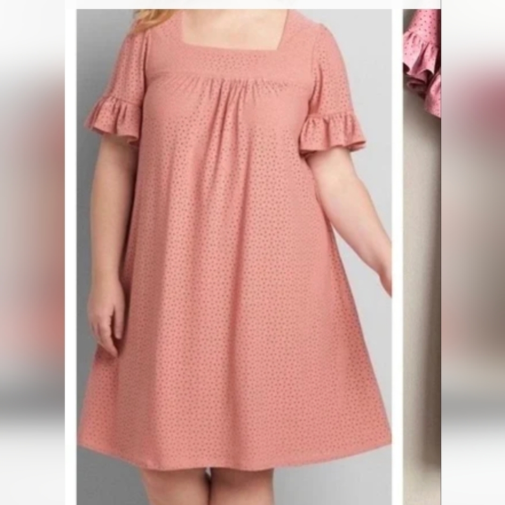 LANE BRYANT DRESS SZ 18/20. Rose Color Babydoll Dress. Ruffled